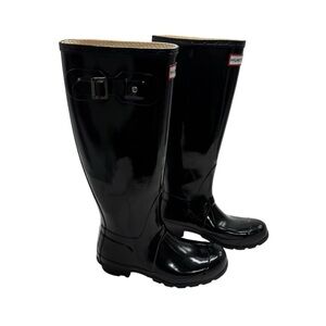 Hunter Original Gloss Black Tall Rain Winter Boots Size 4
